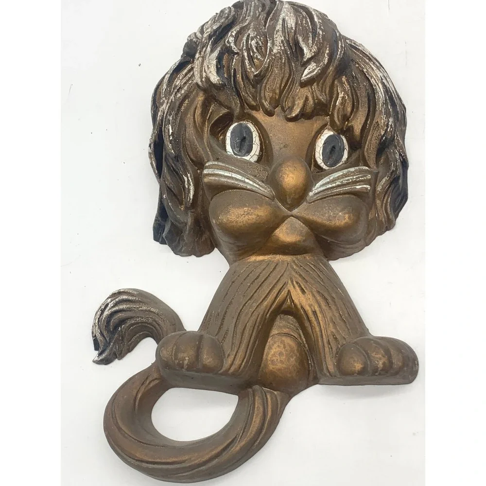 Homco Lion Wall Plaques Set of 2 Bronze Tone Vintage Mid Century Home Interiors